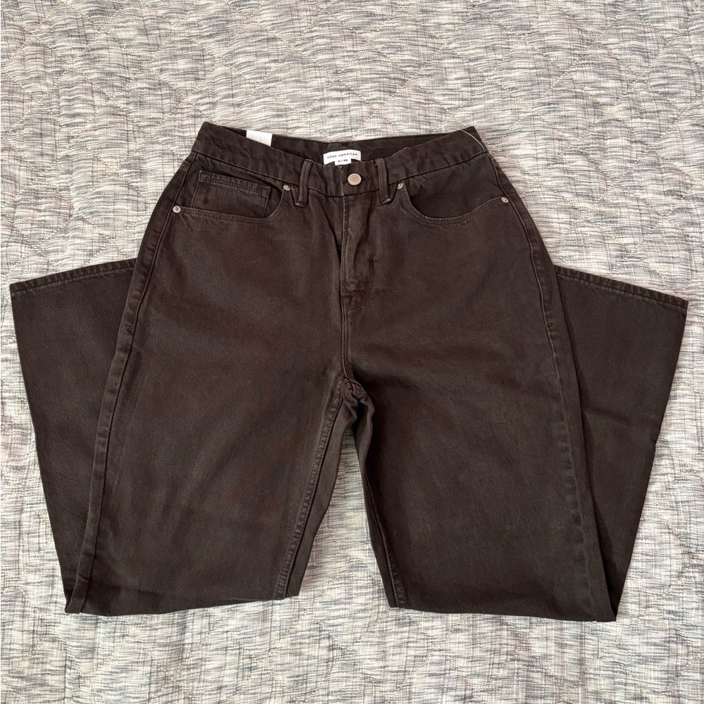 Good American High Rise Jeans in Dark Brown - 6/28